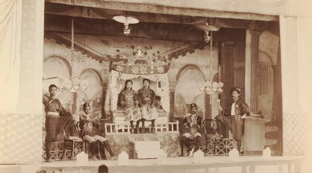 Bangsawan, Malay opera Penang, circa 1895 via Wikimedia Commons